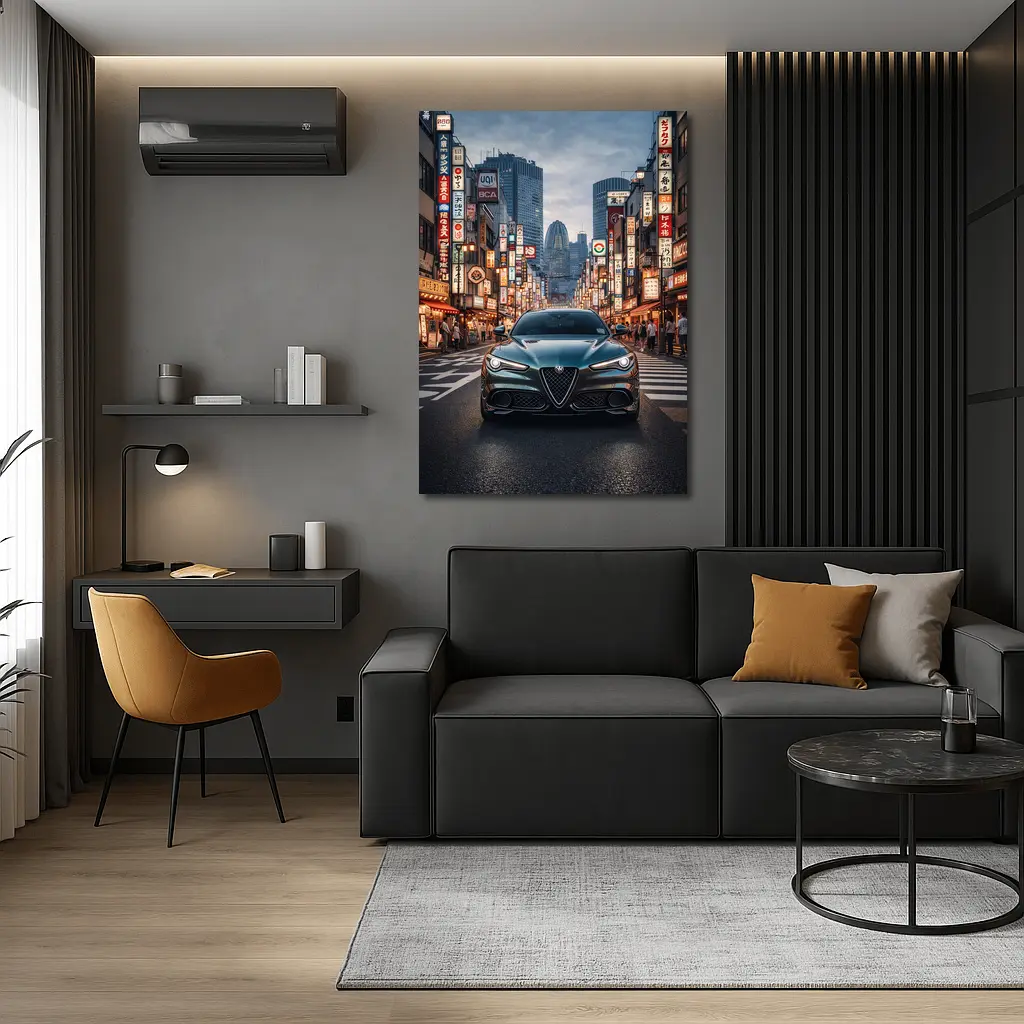 Alfa Romeo Giulia Front View Tokyo Streets – Wall Art