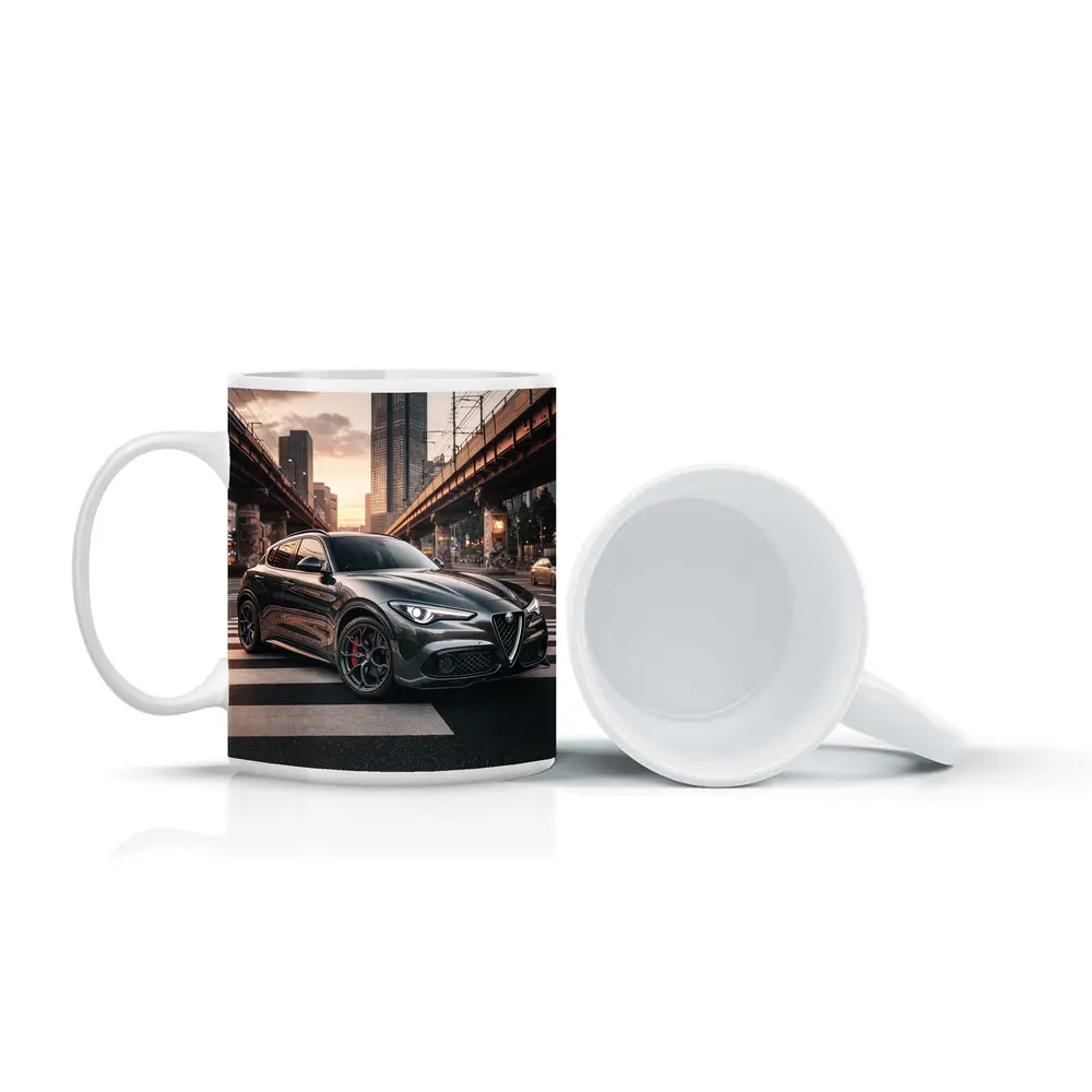 Alfa Romeo Stelvio Dark City Street Scene – Mugs