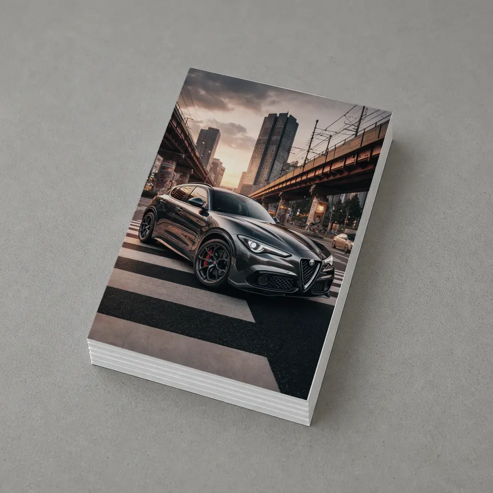 Alfa Romeo Stelvio Dark City Street Scene – Postcards