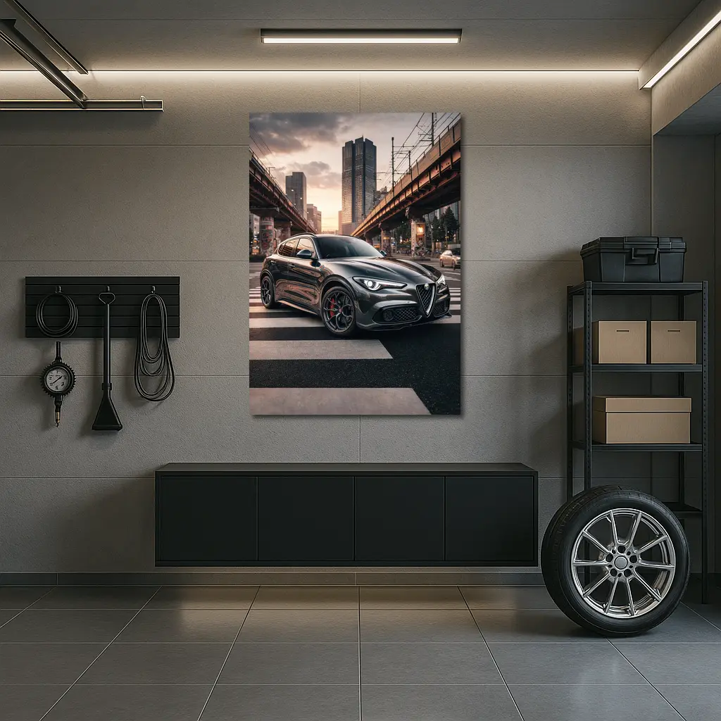 Alfa Romeo Stelvio Dark City Street Scene – Wall Art