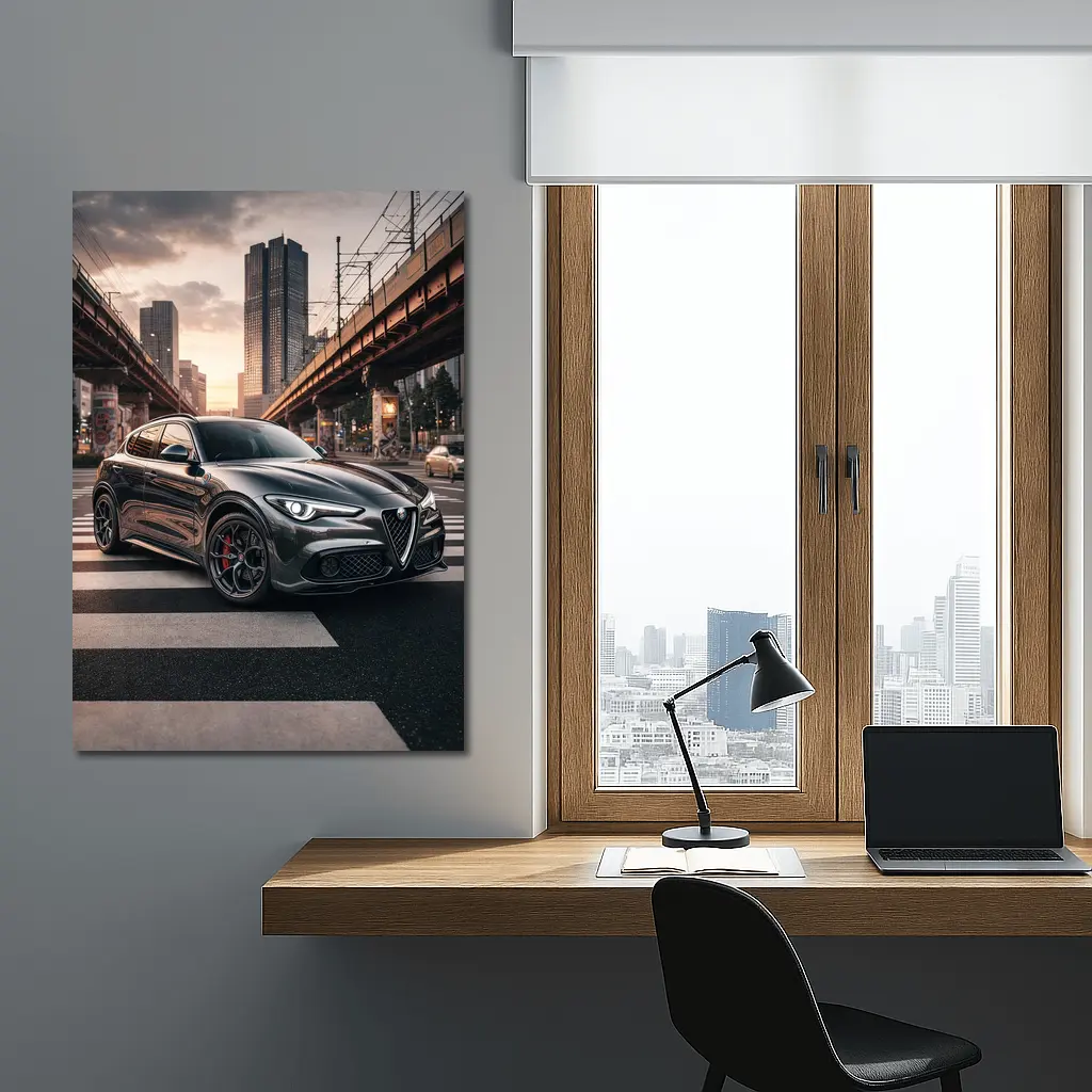 Alfa Romeo Stelvio Dark City Street Scene – Wall Art