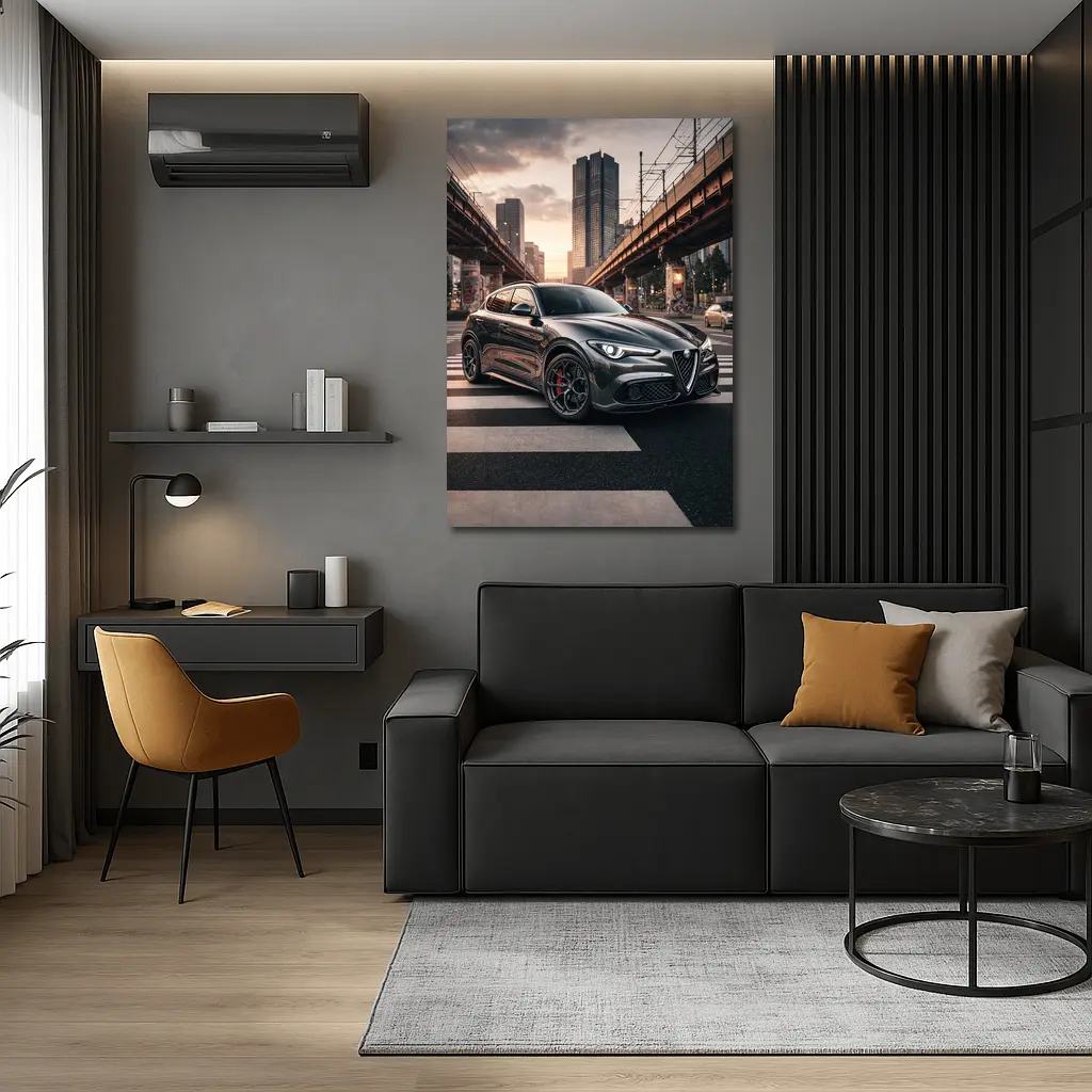 Alfa Romeo Stelvio Dark City Street Scene – Wall Art