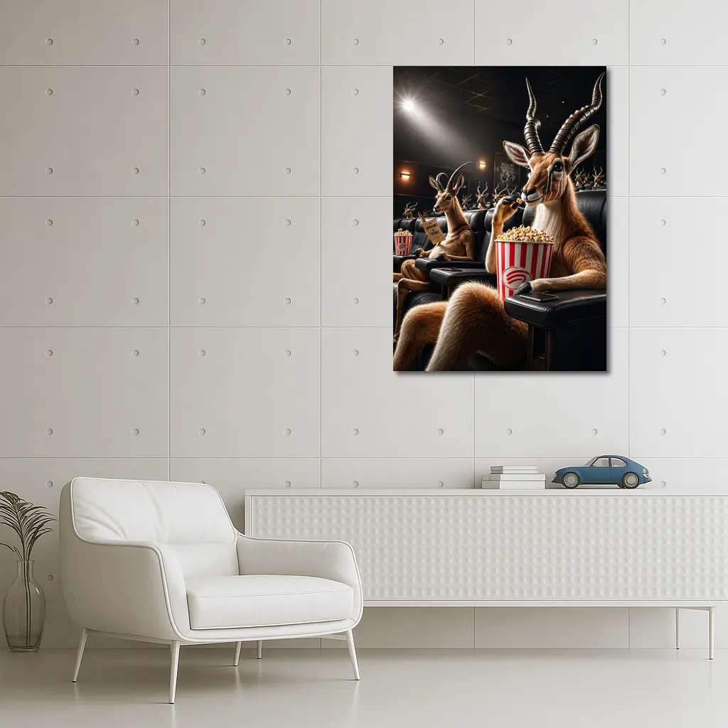 Antelope Watching Movie With Popcorn – Wall Art
