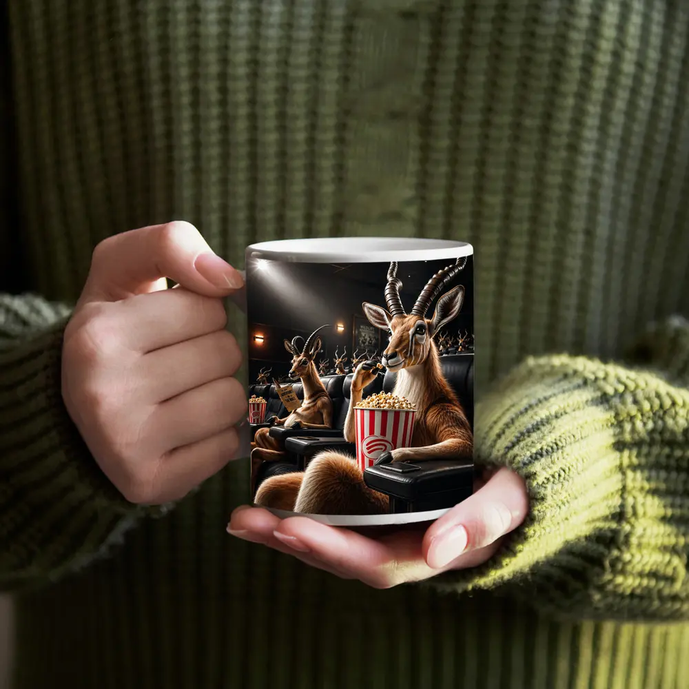 Antelope Watching Movie With Popcorn – Mugs