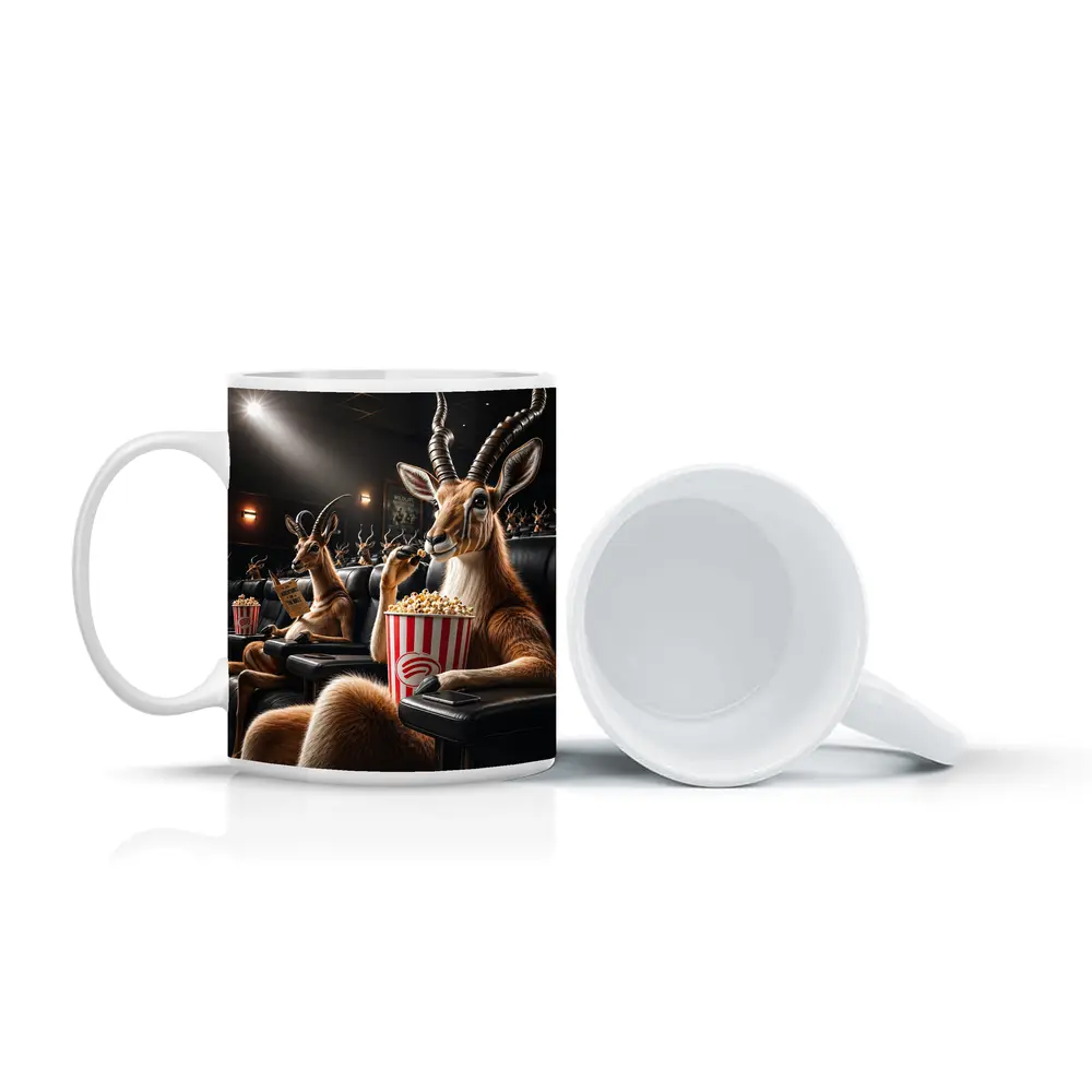 Antelope Watching Movie With Popcorn – Mugs