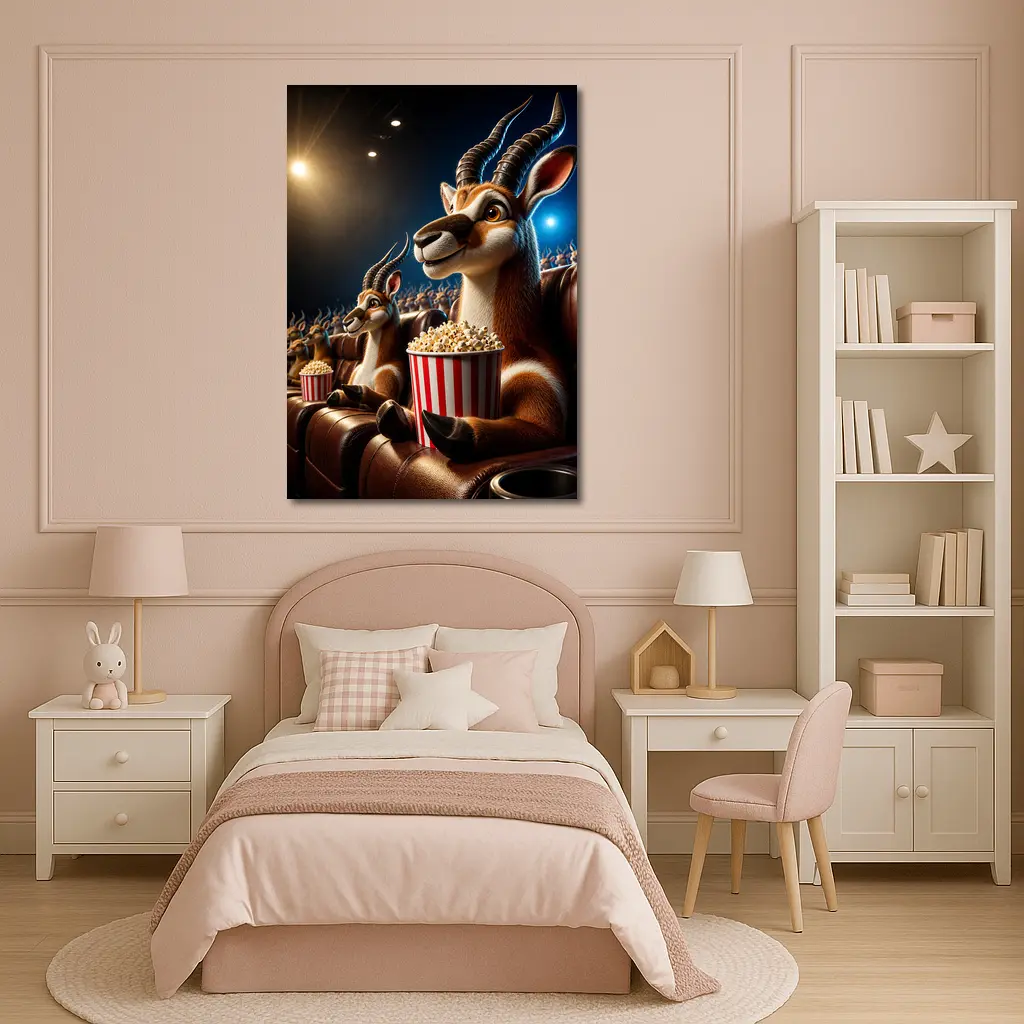 Antelope Watching Movie With Popcorn Cinema – Wall Art