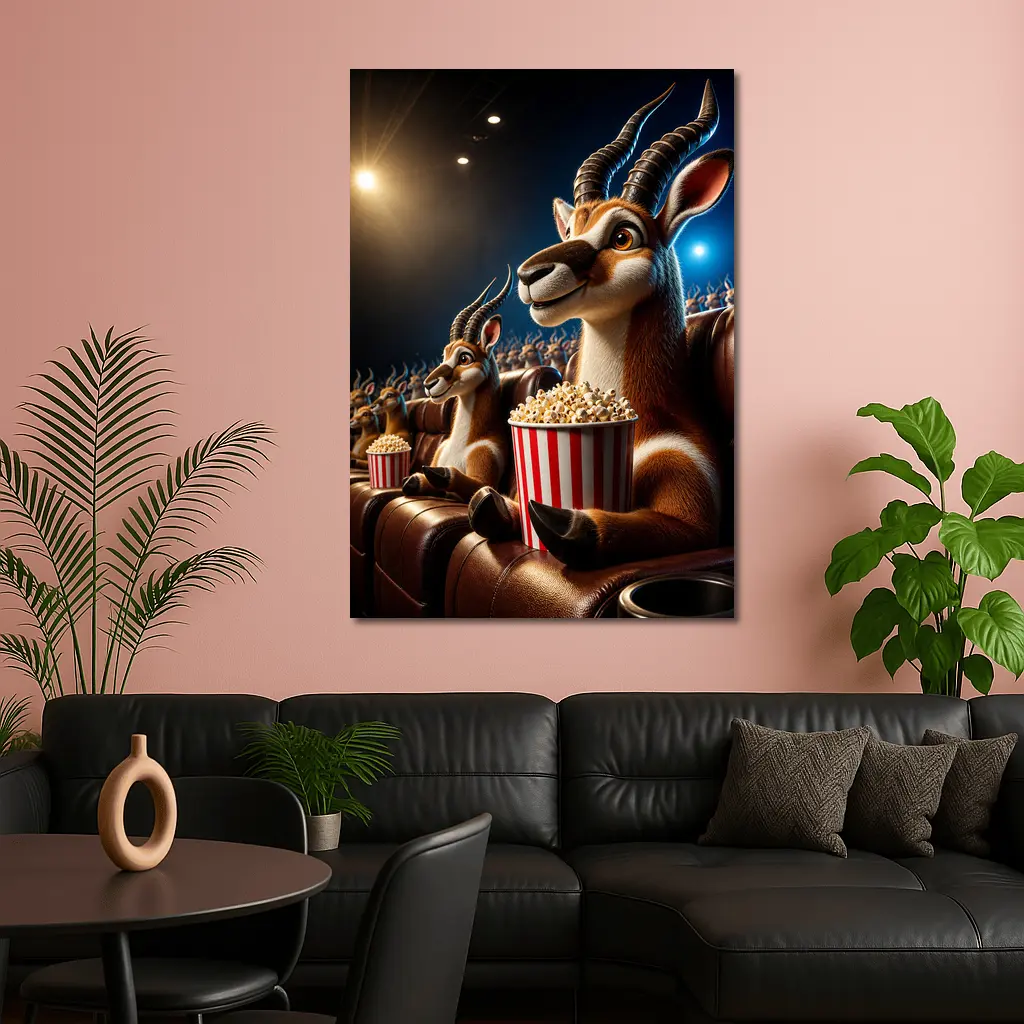 Antelope Watching Movie With Popcorn Cinema – Wall Art