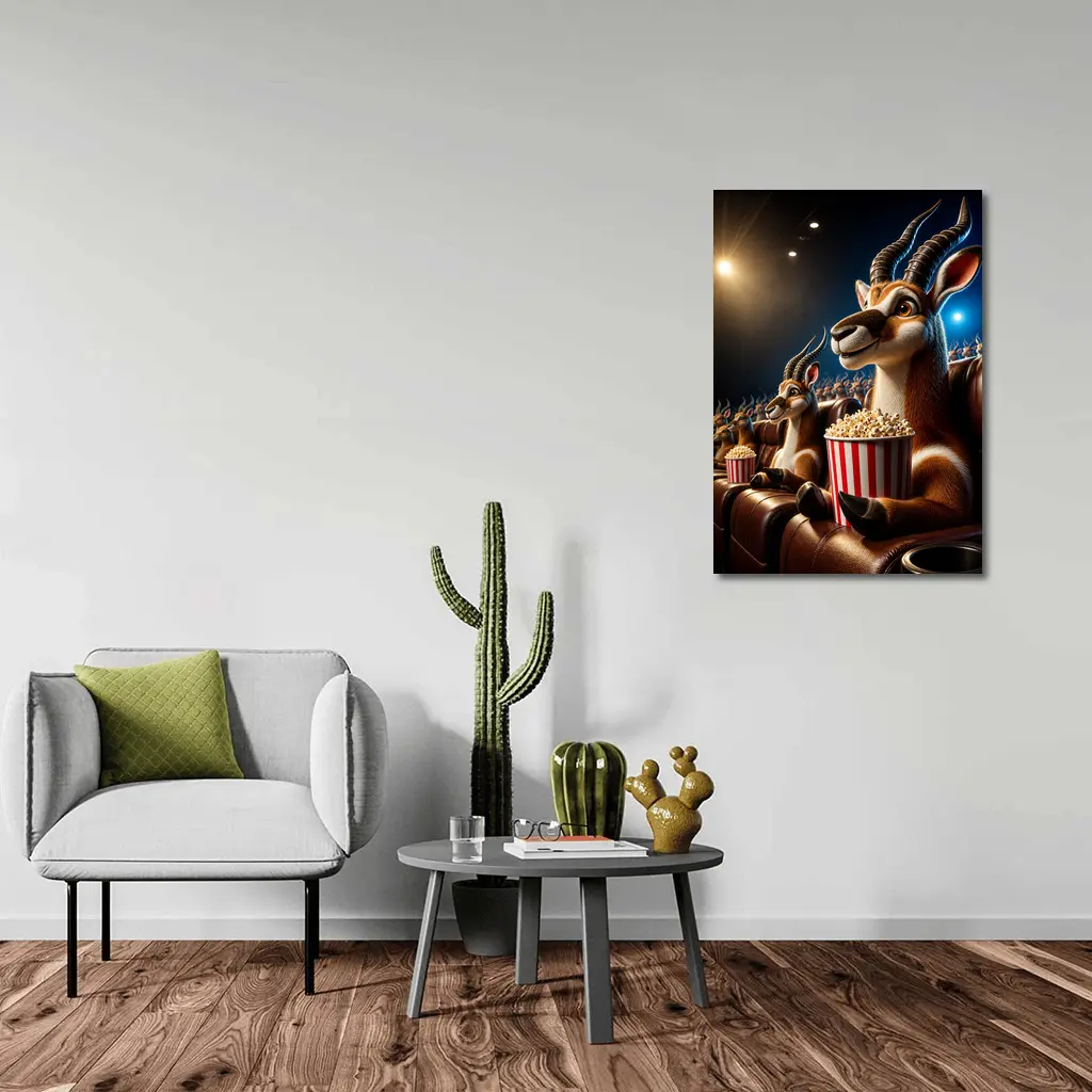 Antelope Watching Movie With Popcorn Cinema – Wall Art