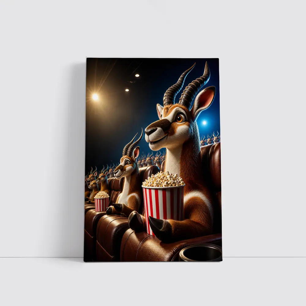 Antelope Watching Movie With Popcorn Cinema – Wall Art