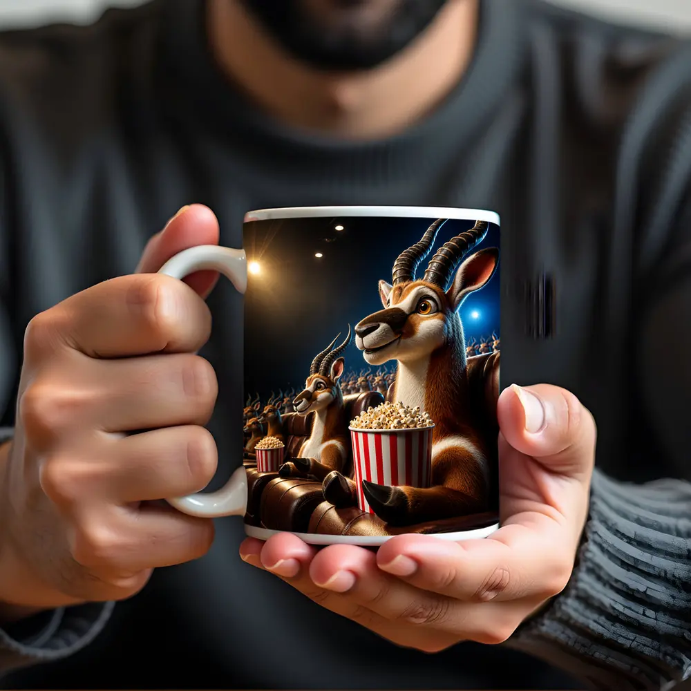 Antelope Watching Movie With Popcorn Cinema – Mugs