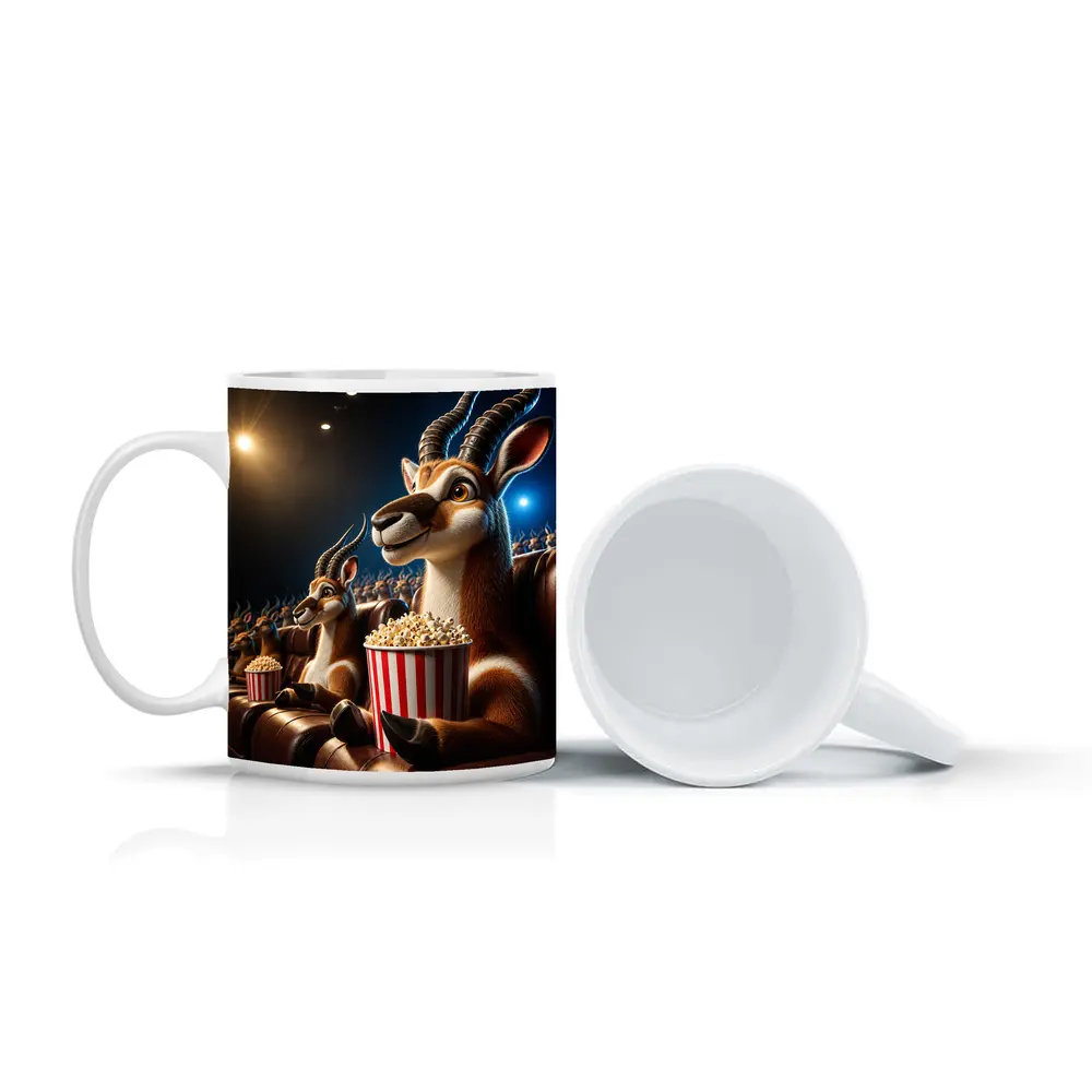 Antelope Watching Movie With Popcorn Cinema – Mugs