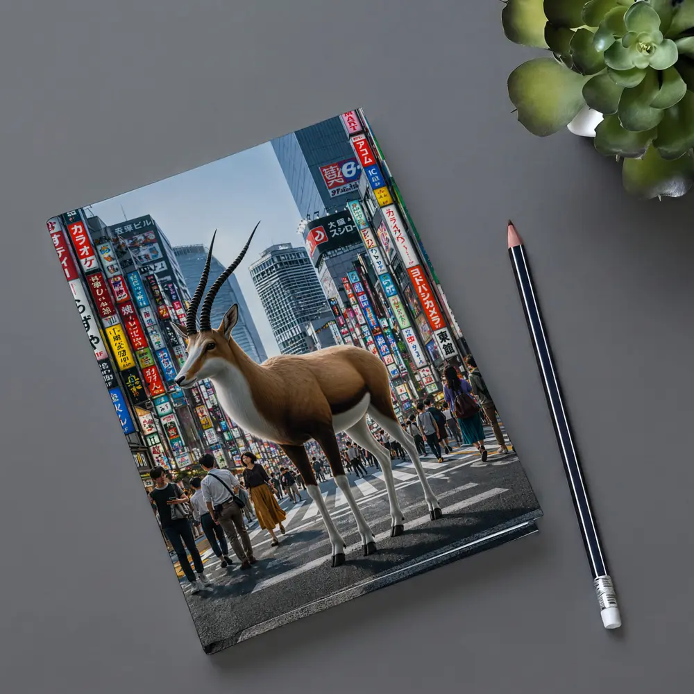 Antelope Standing in Busy Tokyo City Street – Notebooks