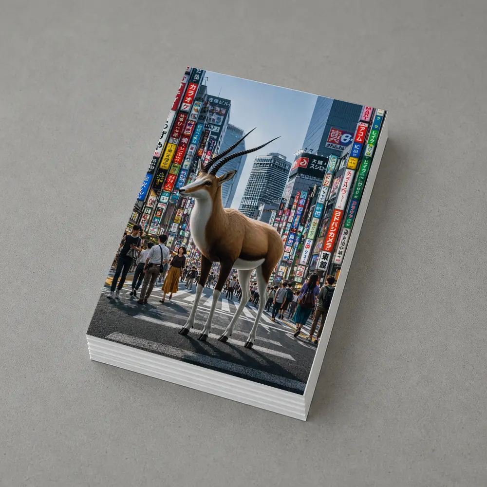 Antelope Standing in Busy Tokyo City Street – Postcards