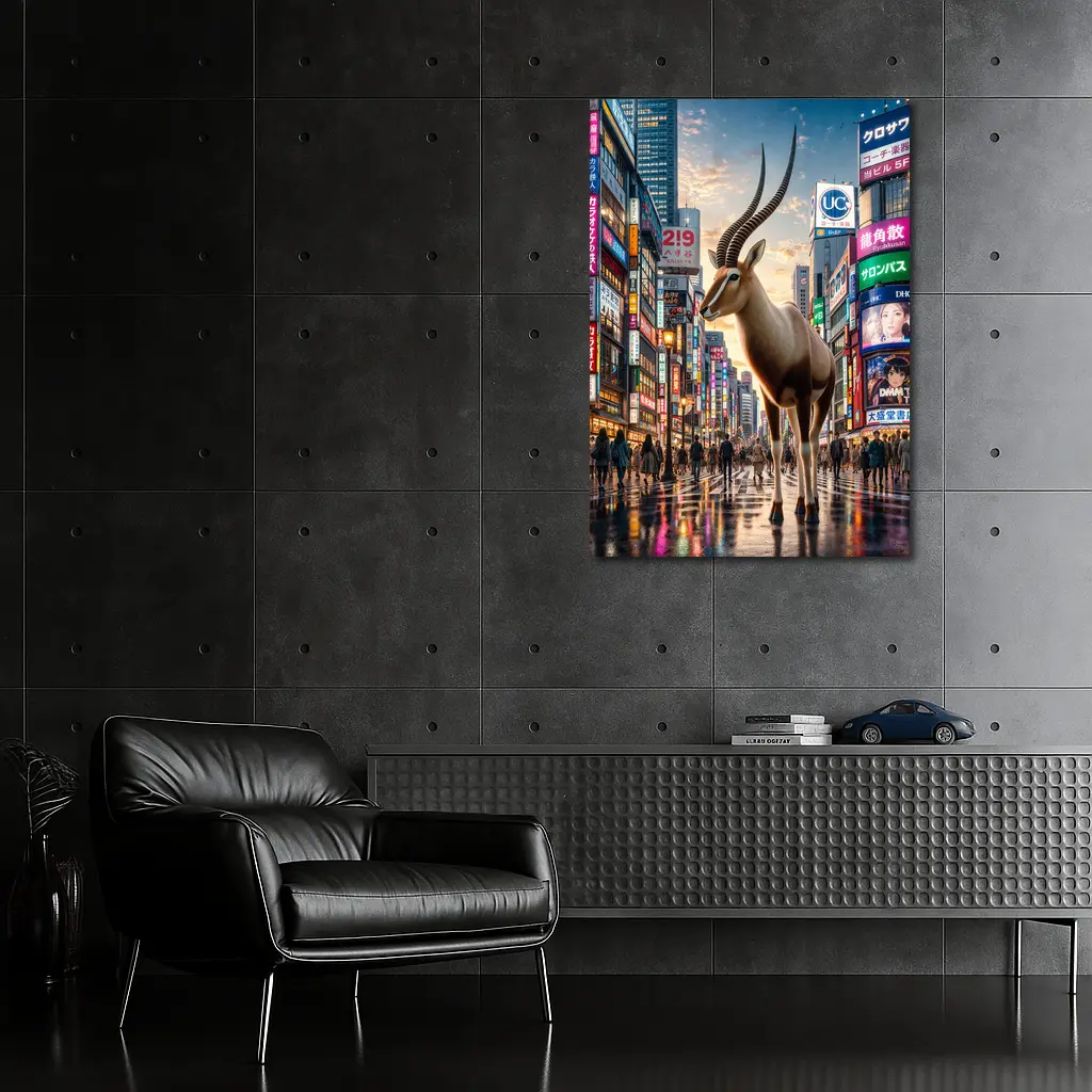 Giant Antelope Standing in Tokyo City Streets – Wall Art