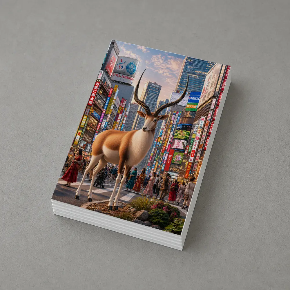 Antelope Standing in Colorful Tokyo Street – Postcards