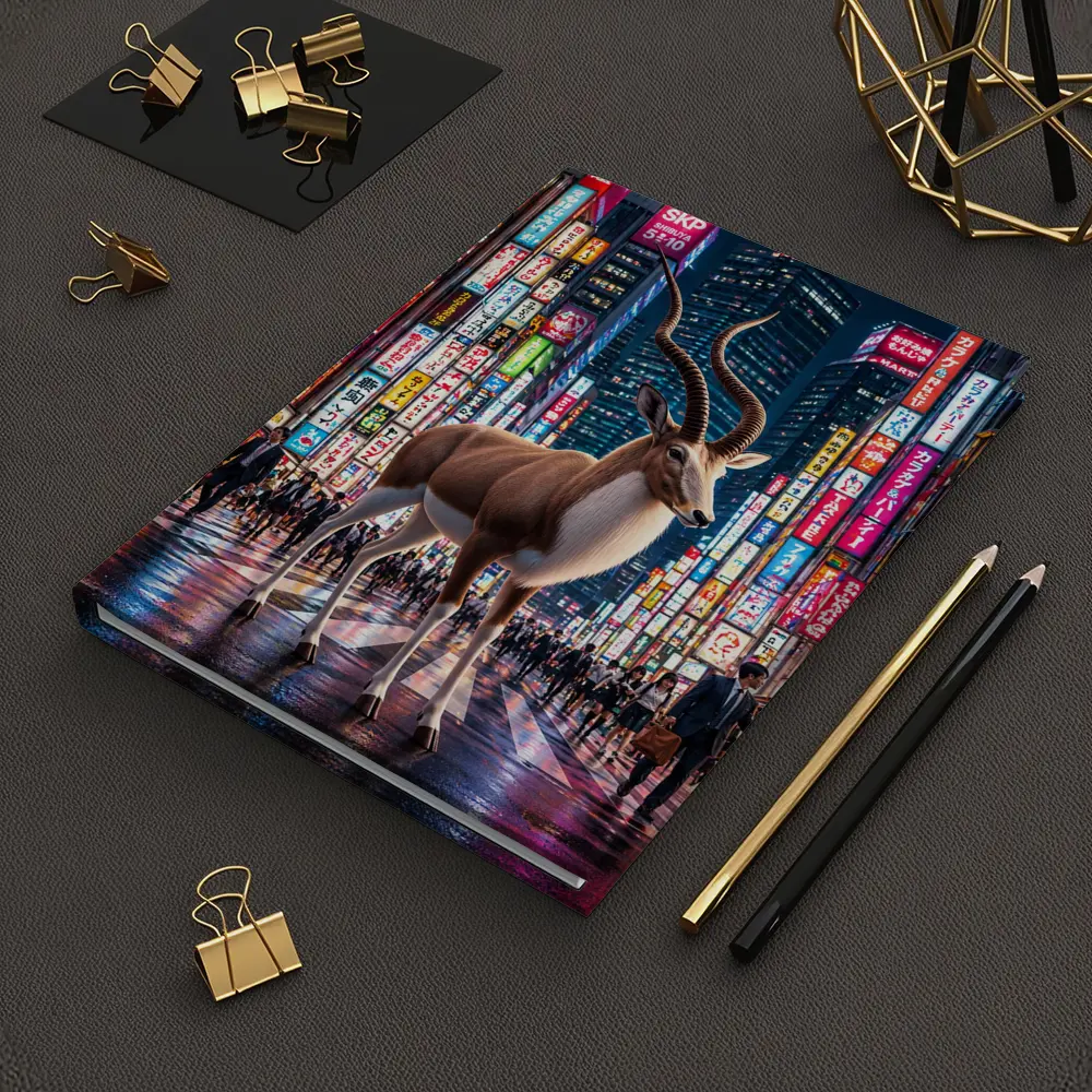 Antelope Standing In Neon Tokyo Street – Notebooks