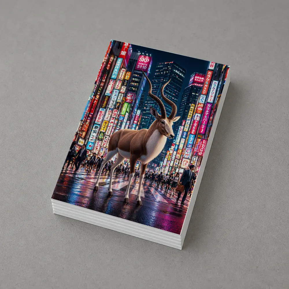 Antelope Standing In Neon Tokyo Street – Postcards