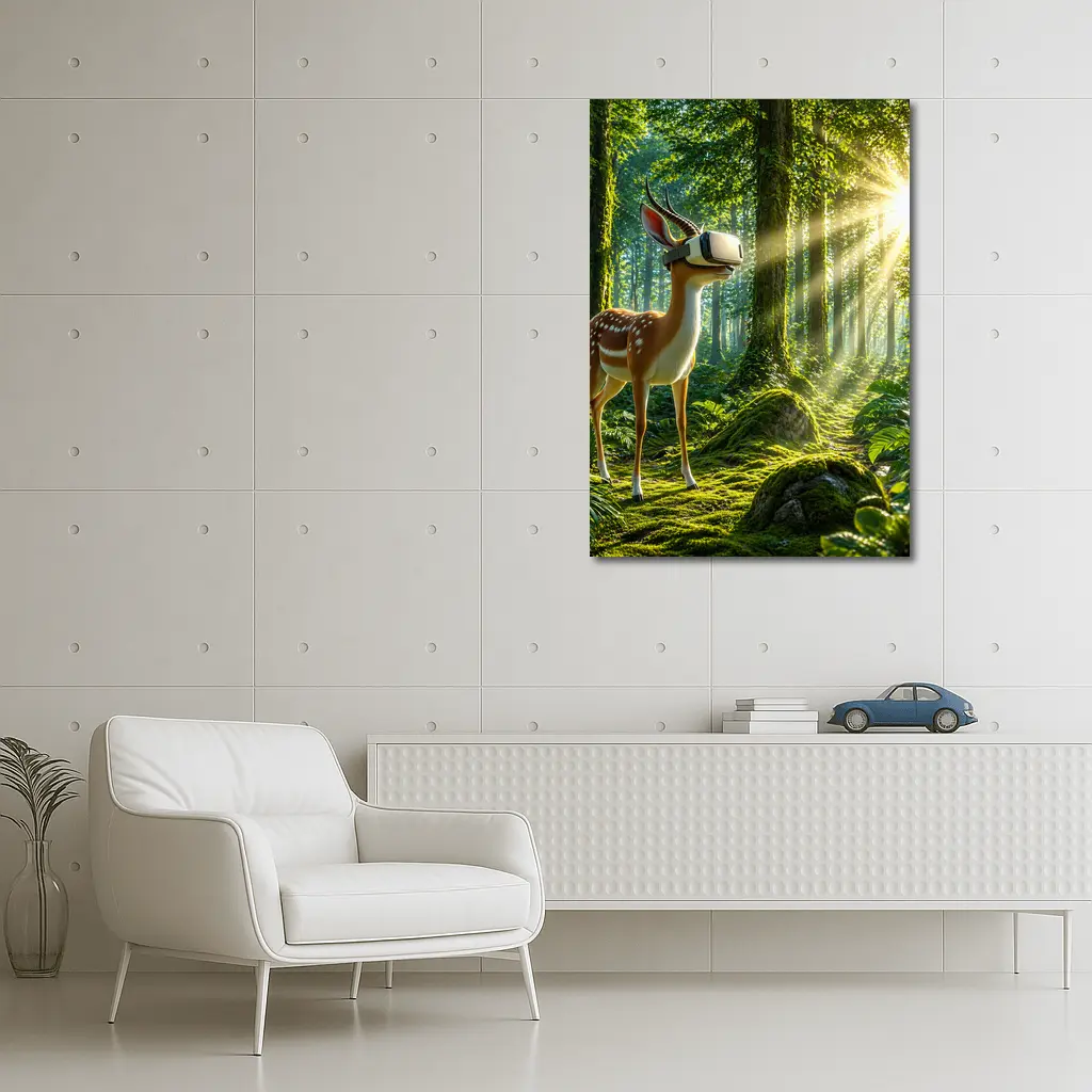 Deer Wearing VR Headset In Forest – Wall Art