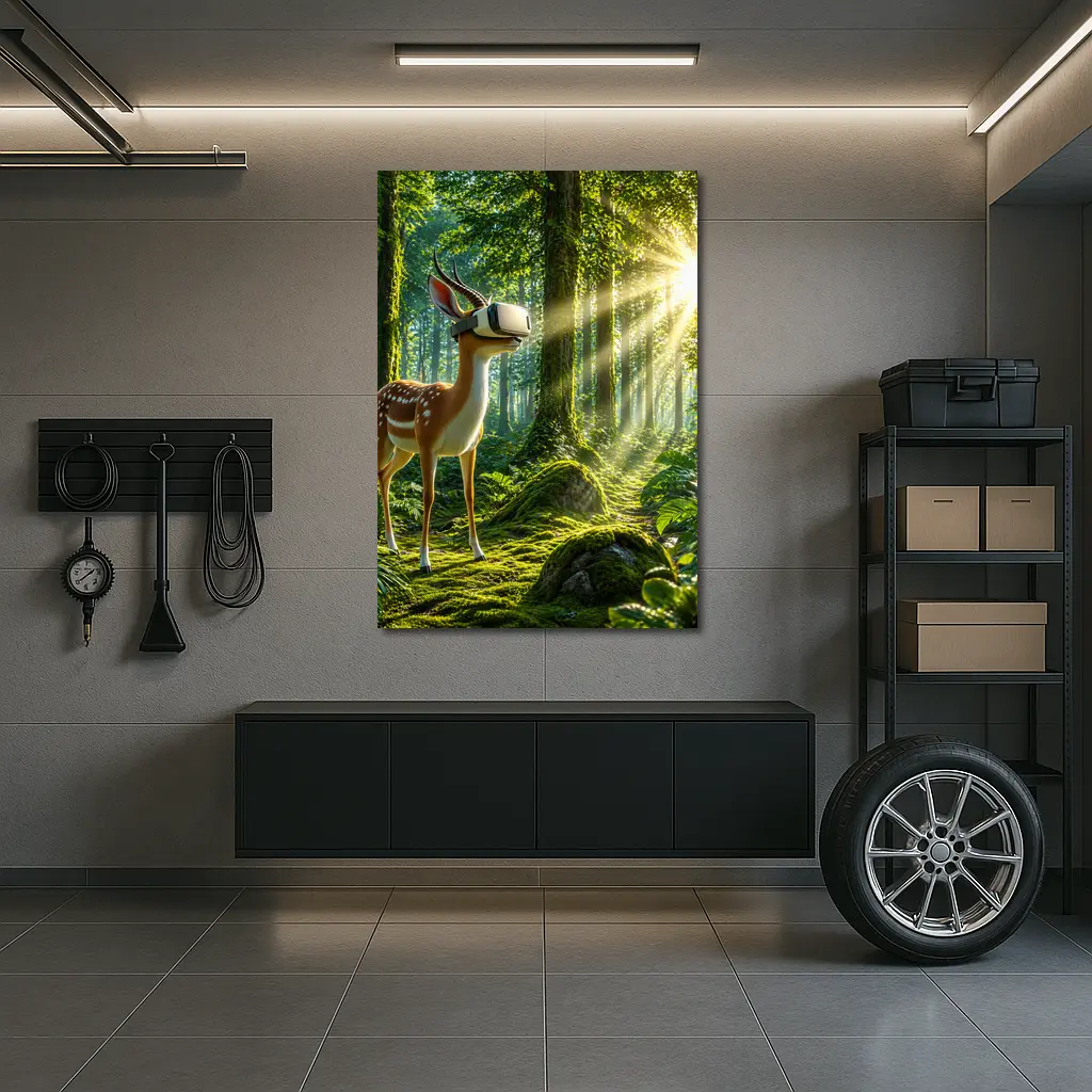 Deer Wearing VR Headset In Forest – Wall Art