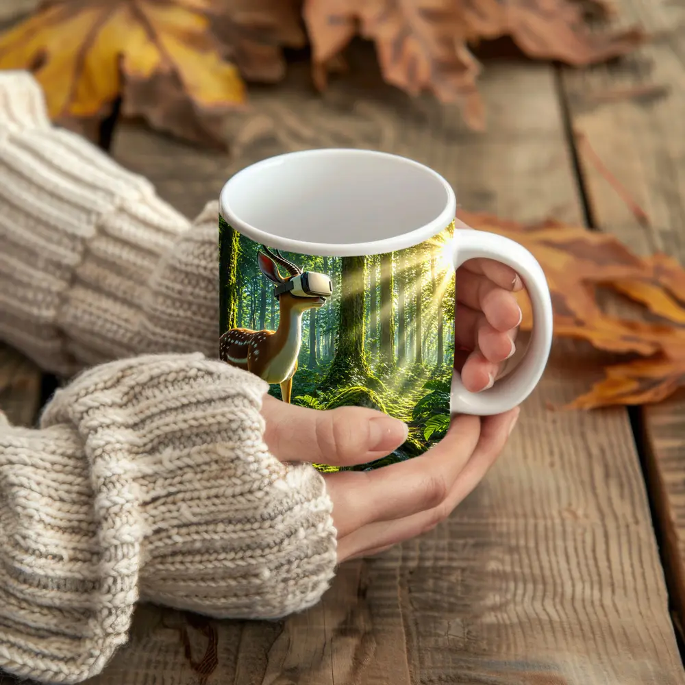 Deer Wearing VR Headset In Forest – Mugs