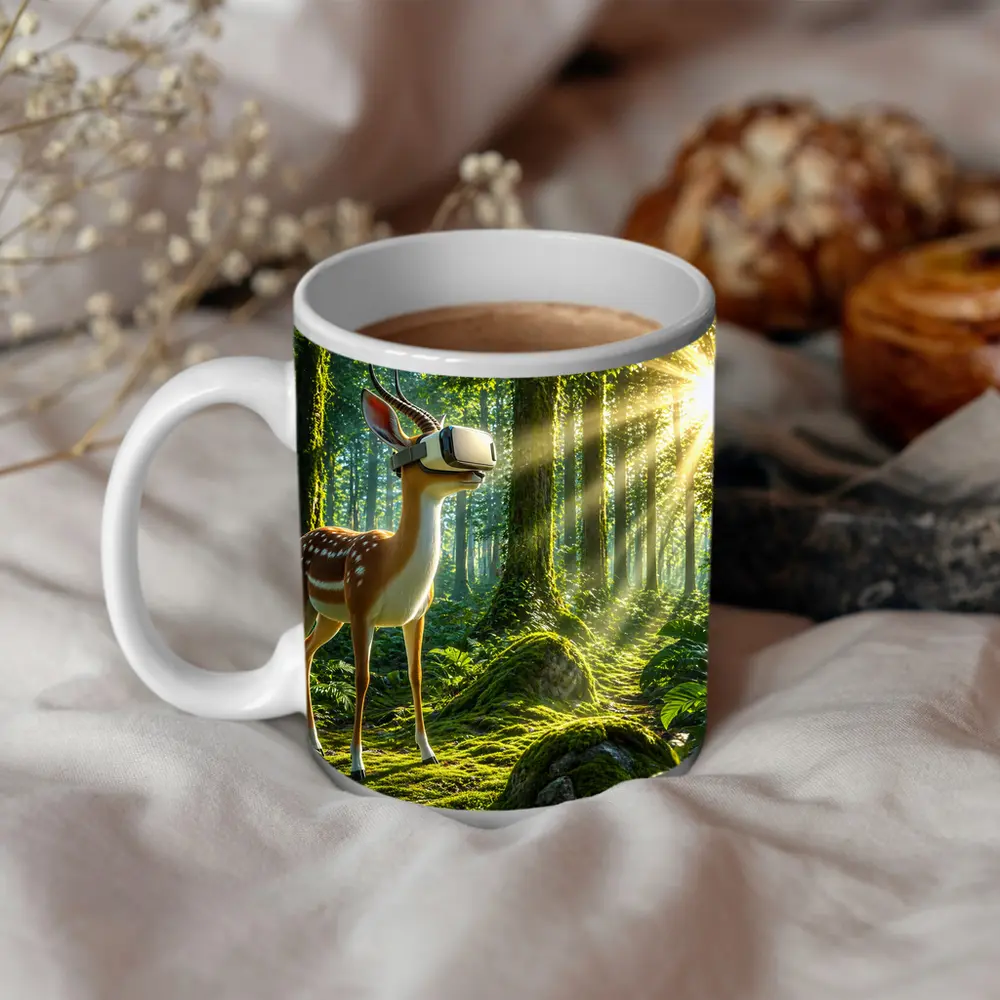 Deer Wearing VR Headset In Forest – Mugs