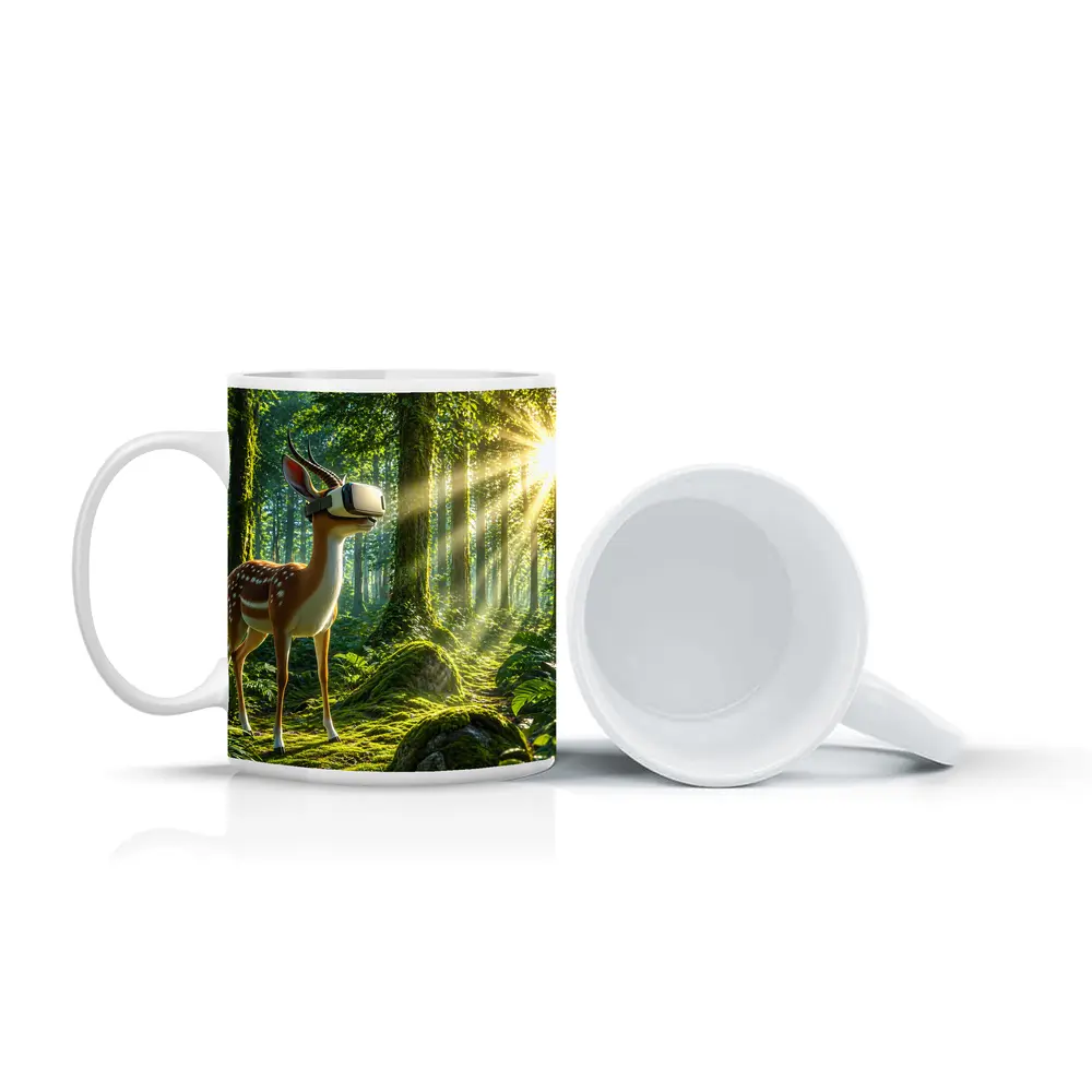 Deer Wearing VR Headset In Forest – Mugs