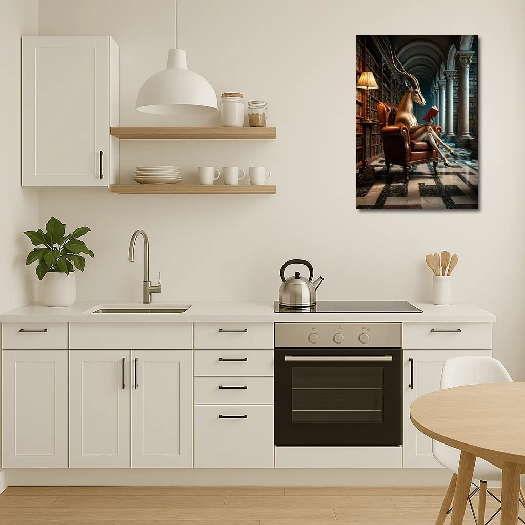 Antelope Reading Book In Grand Library – Wall Art