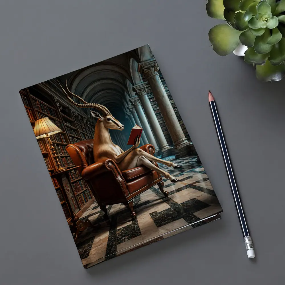 Antelope Reading Book In Grand Library – Notebooks