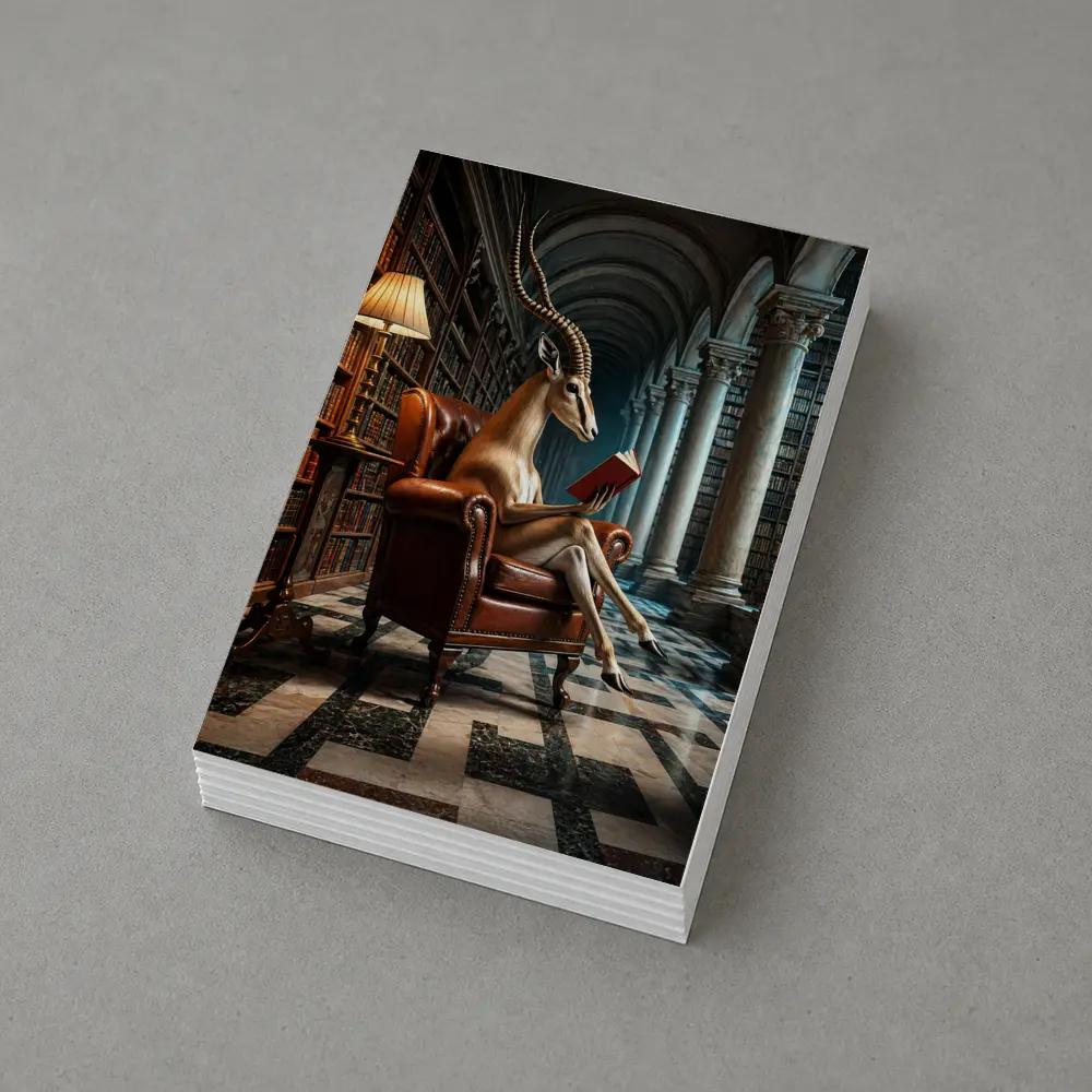 Antelope Reading Book In Grand Library – Postcards