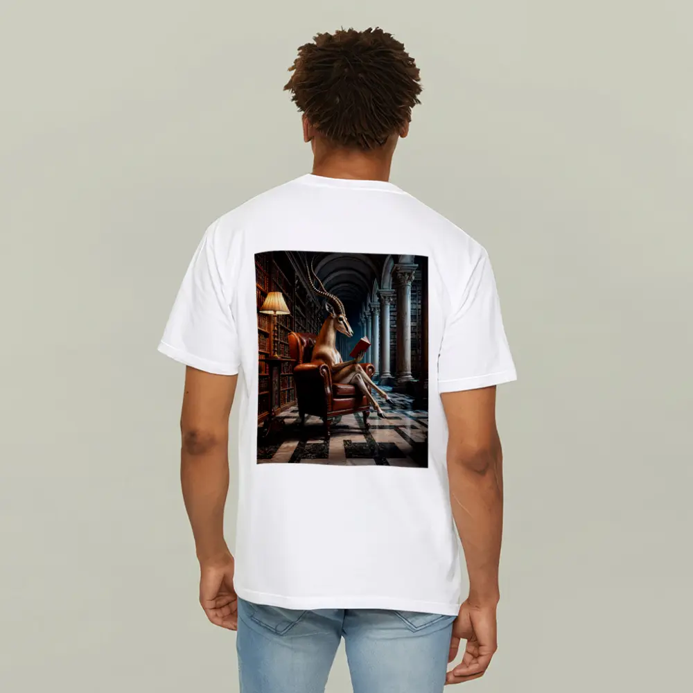 Antelope Reading Book In Grand Library – T-Shirts