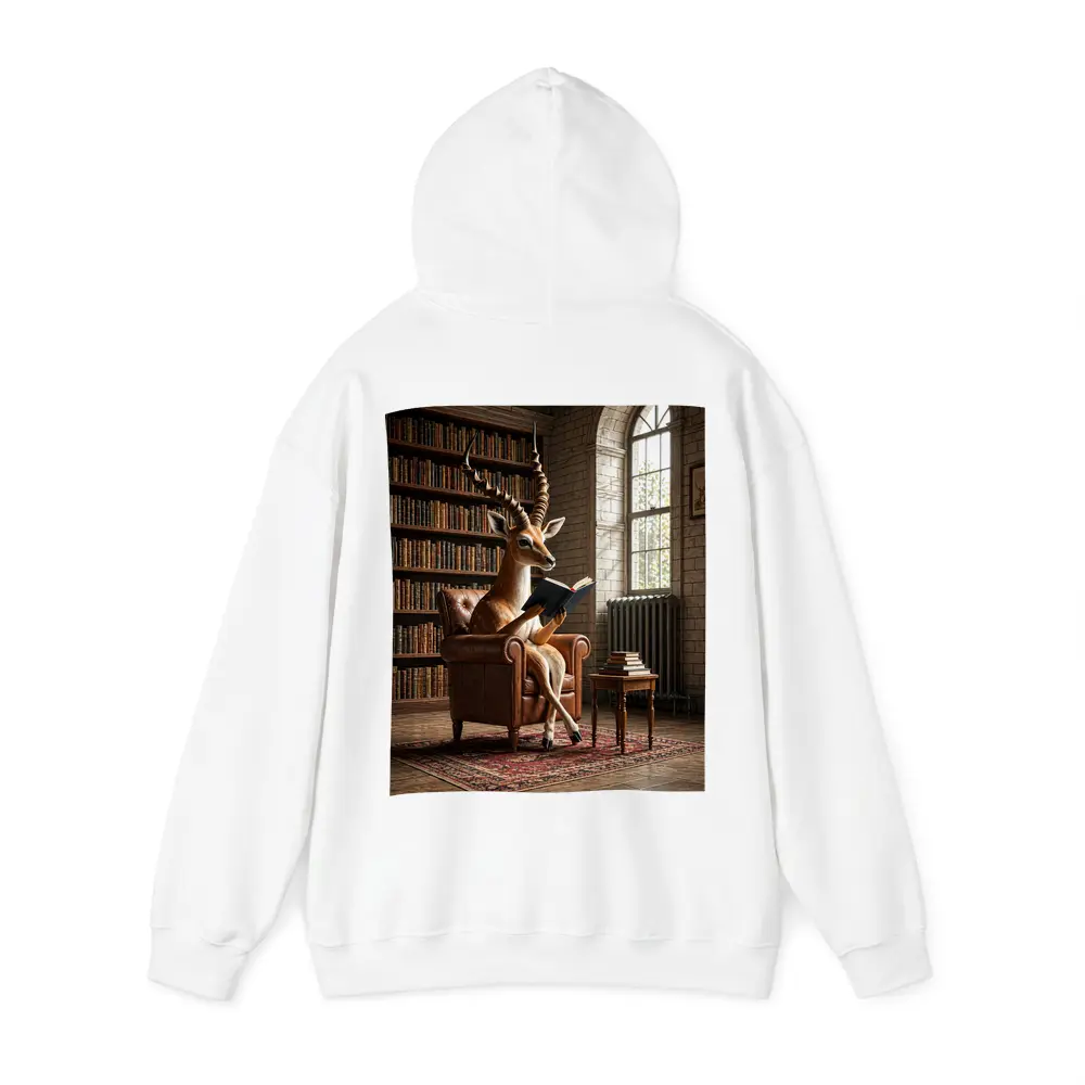 Antelope Reading Book In Library Room – Hoodies