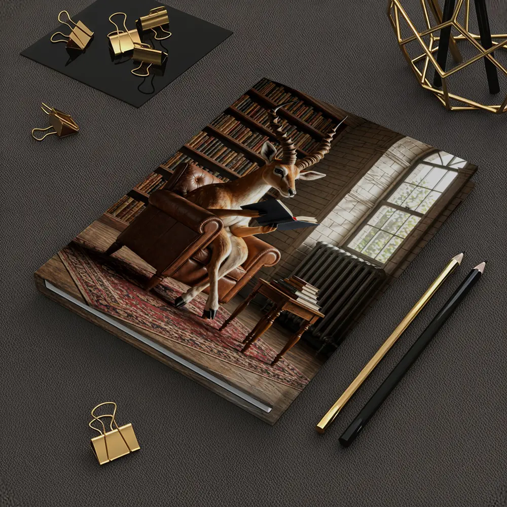Antelope Reading Book In Library Room – Notebooks