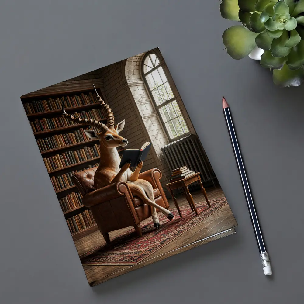 Antelope Reading Book In Library Room – Notebooks