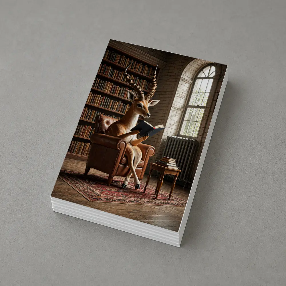 Antelope Reading Book In Library Room – Postcards