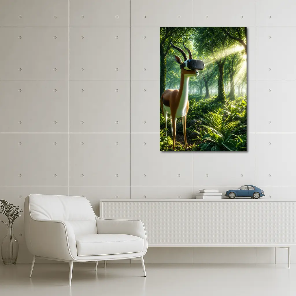 Antelope Wearing VR Headset in Forest – Wall Art