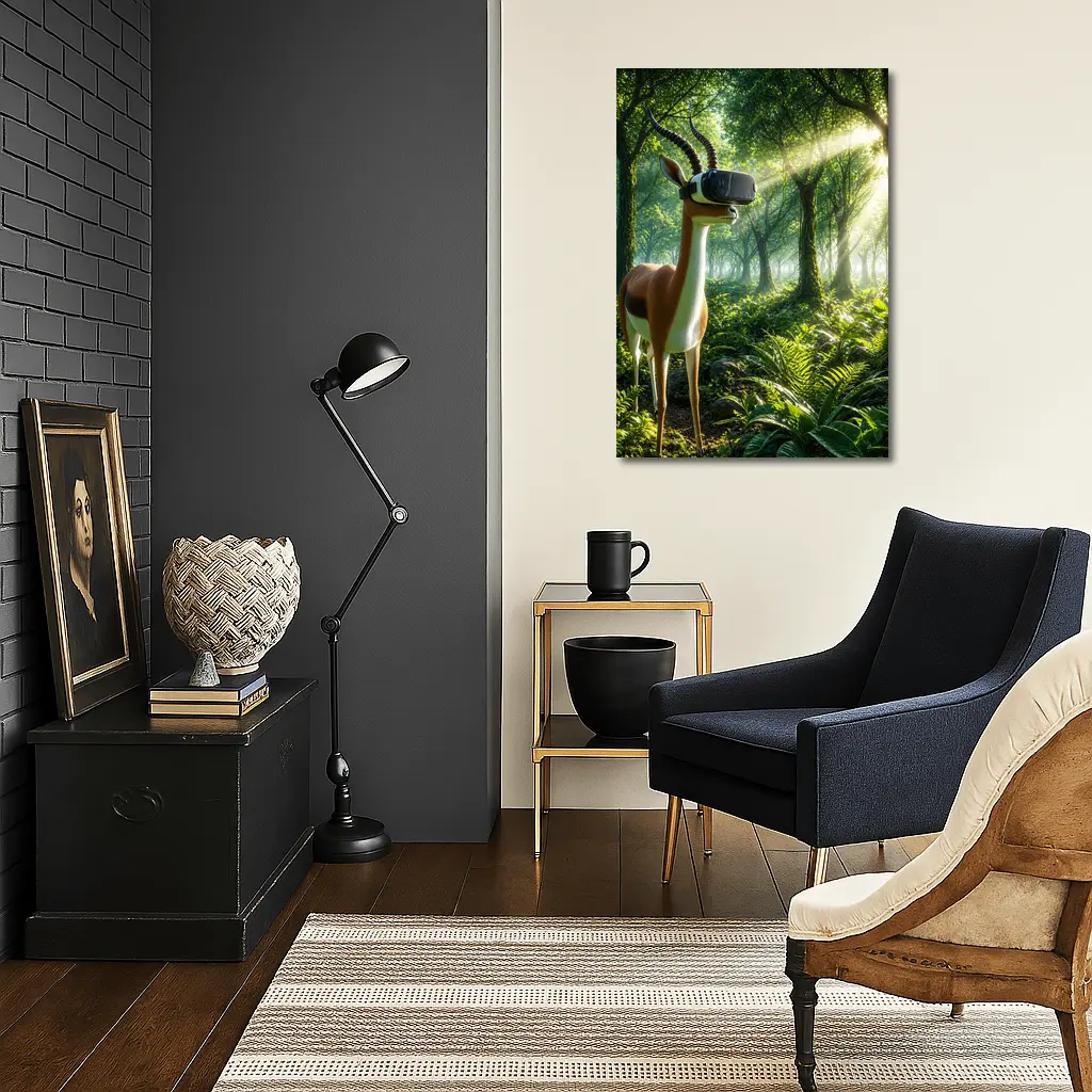 Antelope Wearing VR Headset in Forest – Wall Art