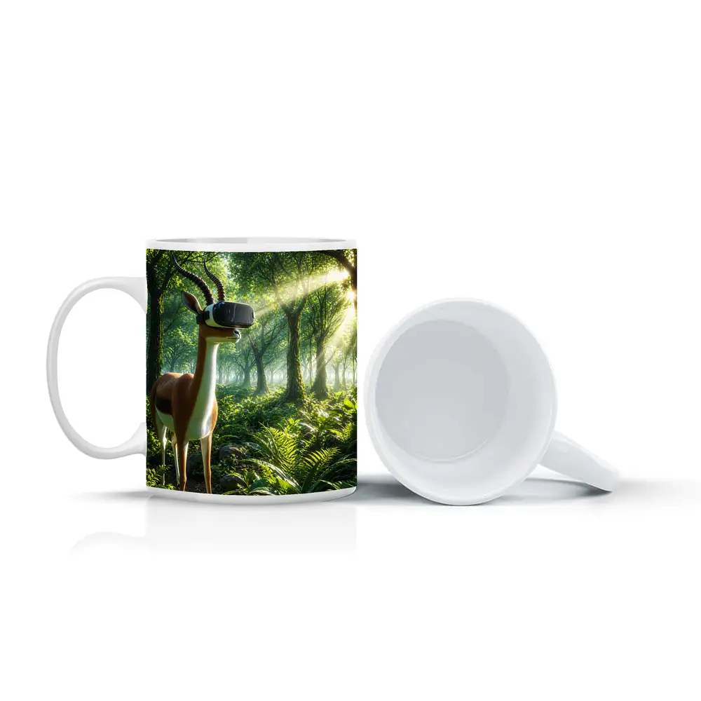 Antelope Wearing VR Headset in Forest – Mugs