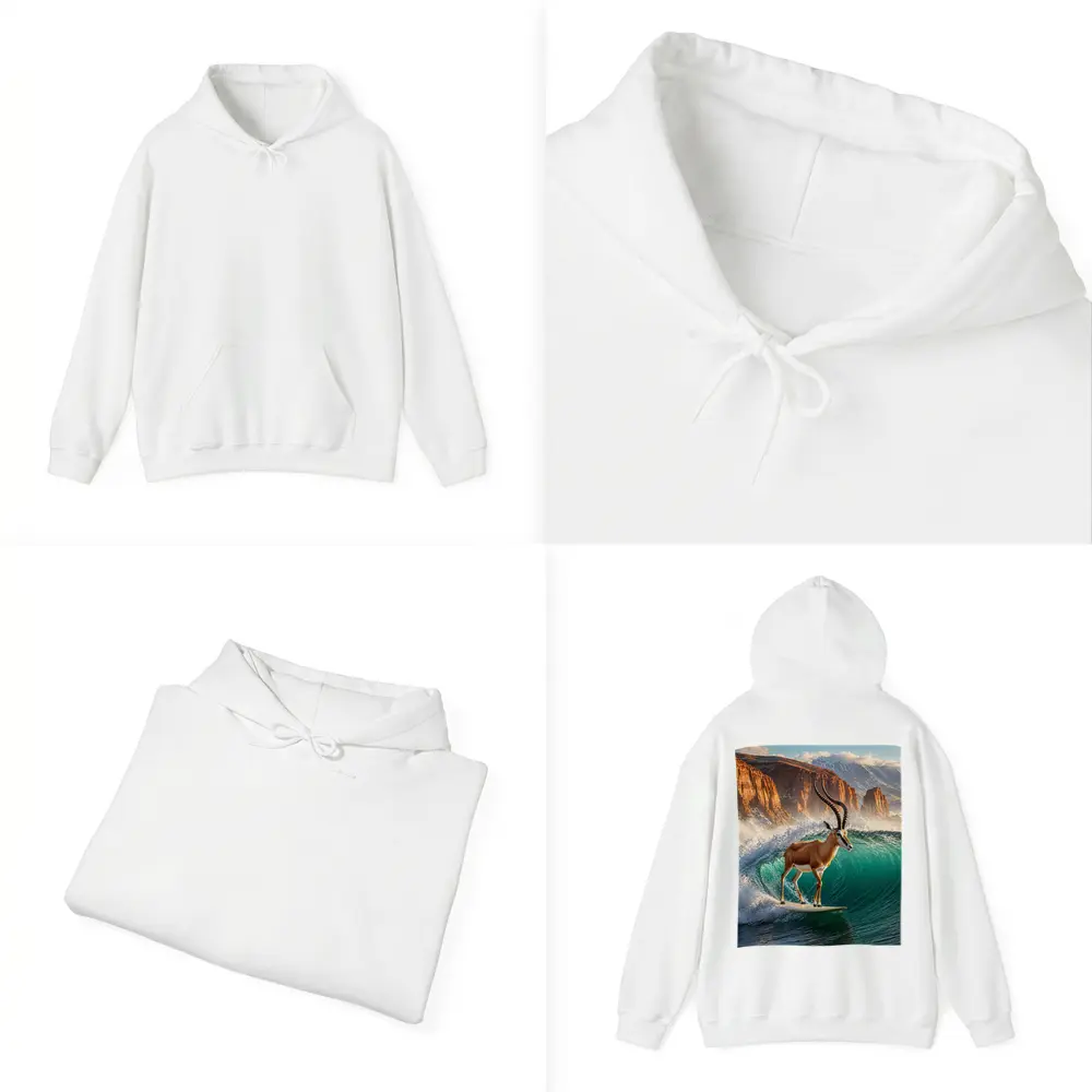 Antelope Surfing Giant Wave Rocky Cliffs – Hoodies