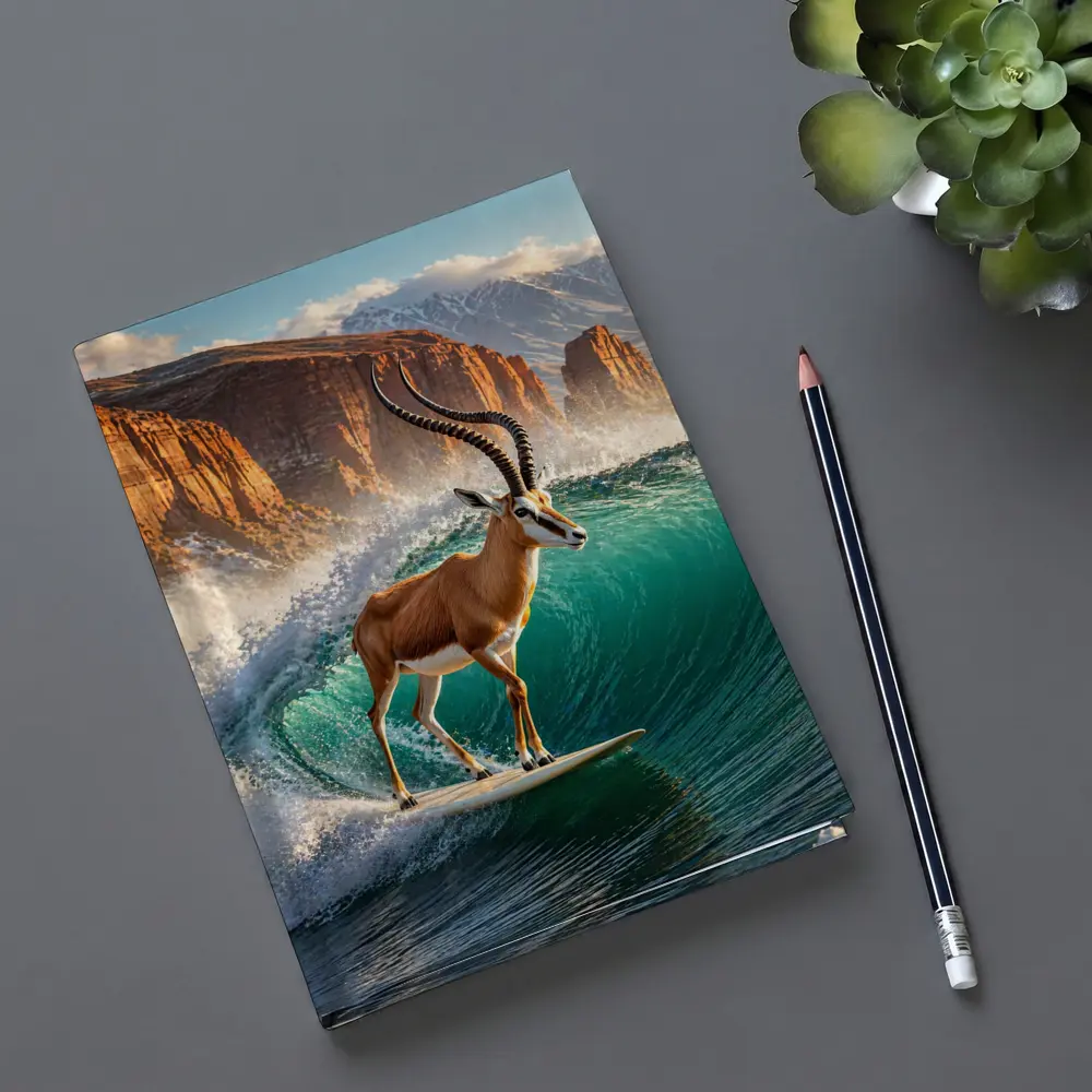 Antelope Surfing Giant Wave Rocky Cliffs – Notebooks