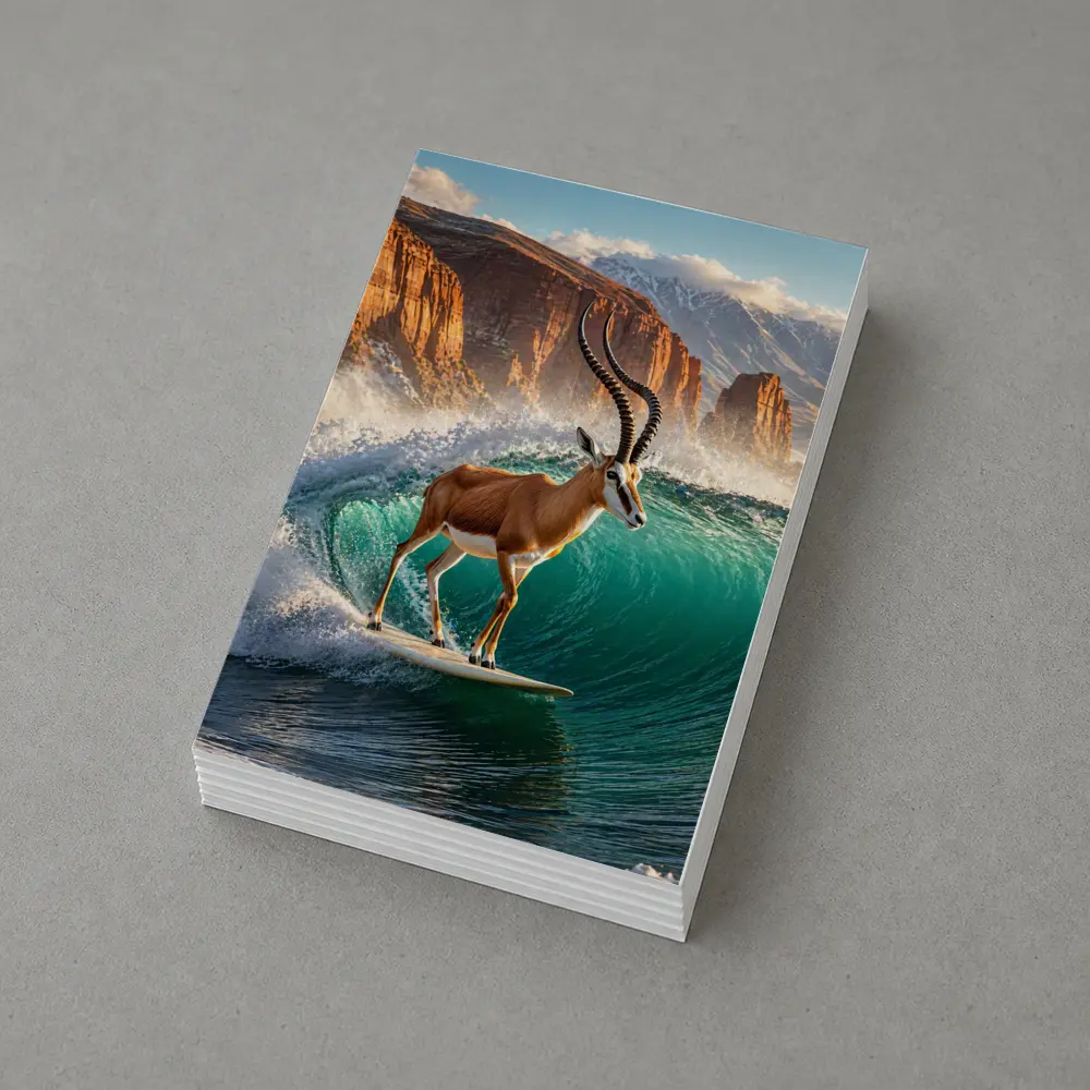 Antelope Surfing Giant Wave Rocky Cliffs – Postcards
