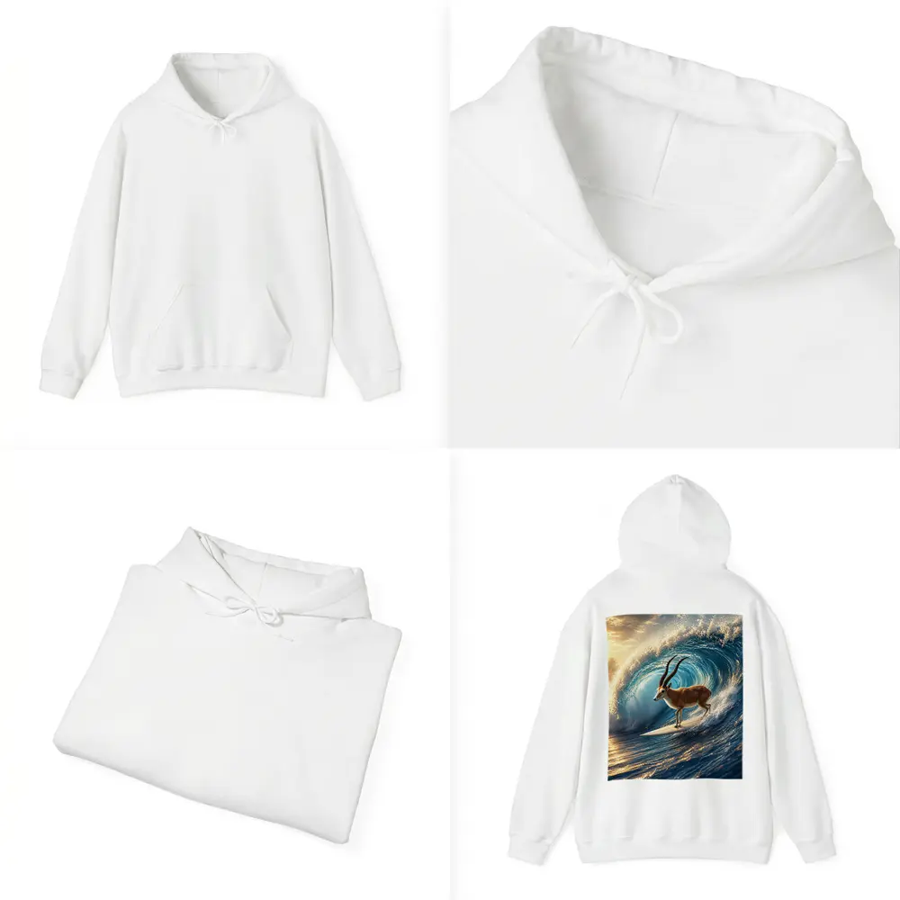 Antelope Surfing Massive Ocean Wave Sunset – Hoodies