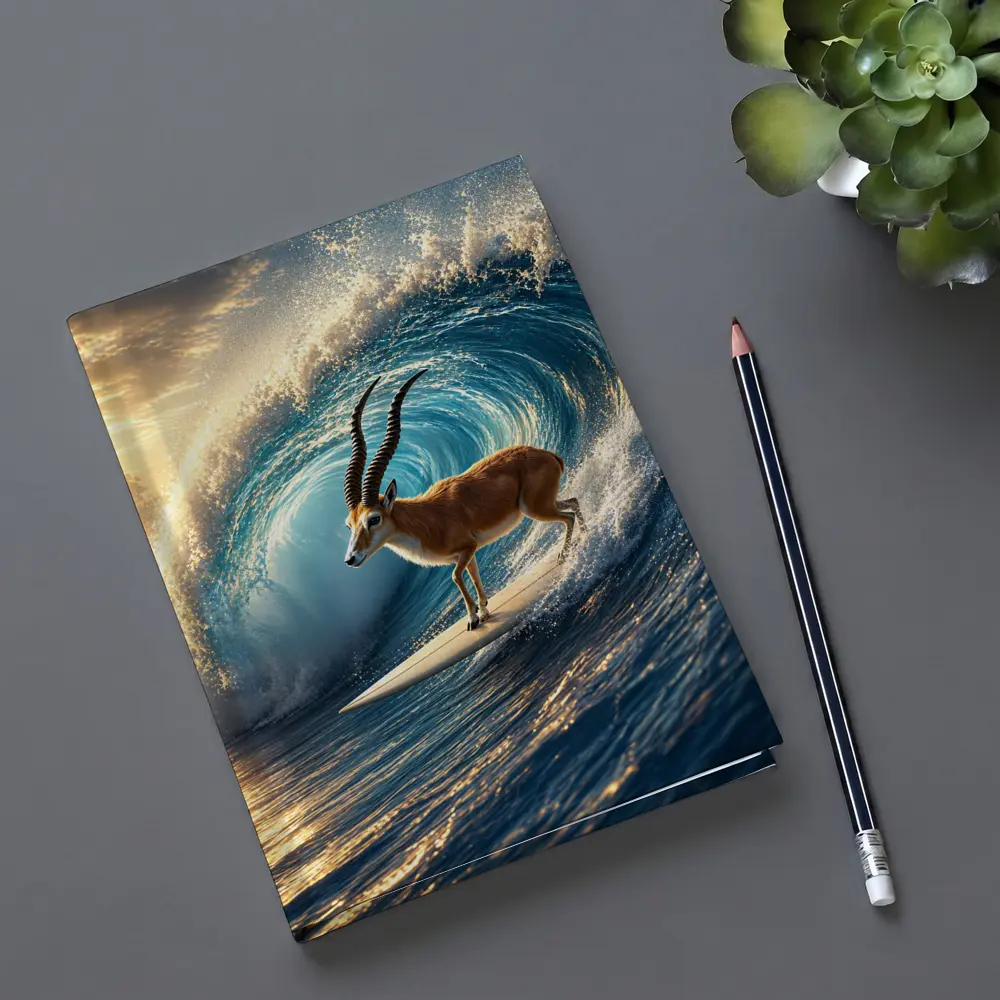Antelope Surfing Massive Ocean Wave Sunset – Notebooks