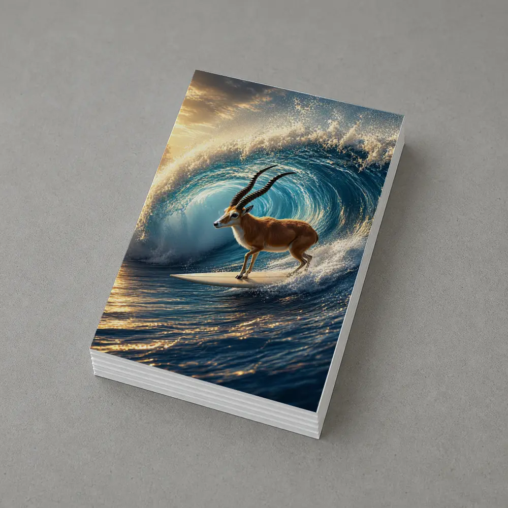 Antelope Surfing Massive Ocean Wave Sunset – Postcards