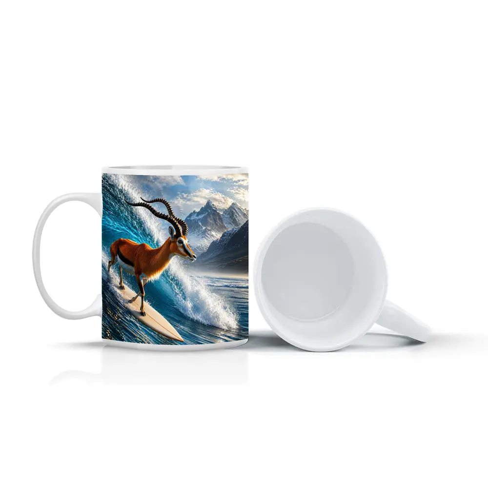 Antelope Surfing Giant Ocean Wave Mountains – Mugs