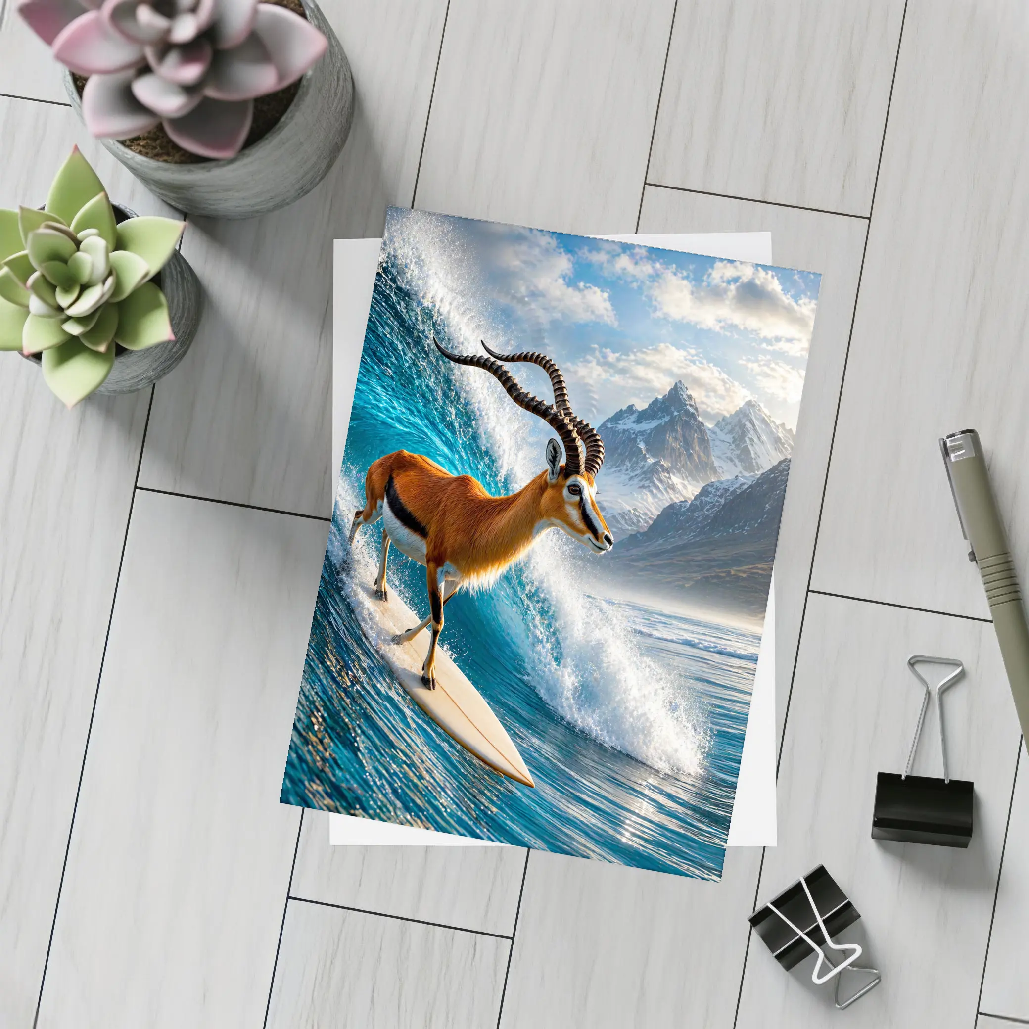 Antelope Surfing Giant Ocean Wave Mountains – Postcards