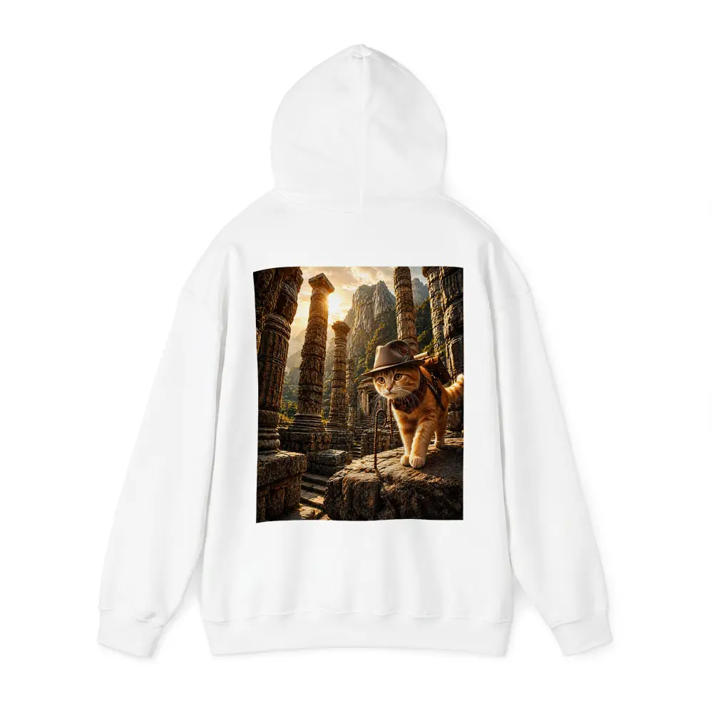 Adventurer Cat Exploring Ancient Stone Ruins – Hoodies