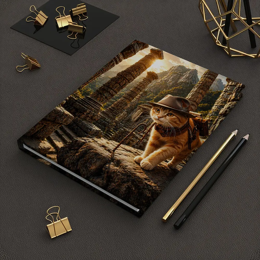 Adventurer Cat Exploring Ancient Stone Ruins – Notebooks