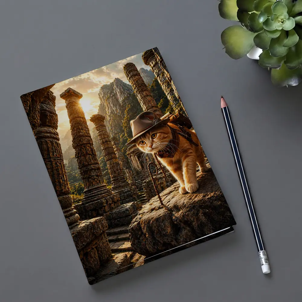 Adventurer Cat Exploring Ancient Stone Ruins – Notebooks