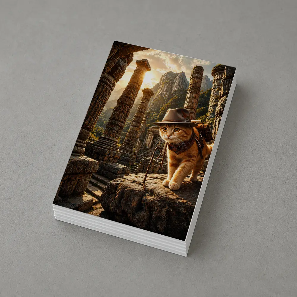 Adventurer Cat Exploring Ancient Stone Ruins – Postcards