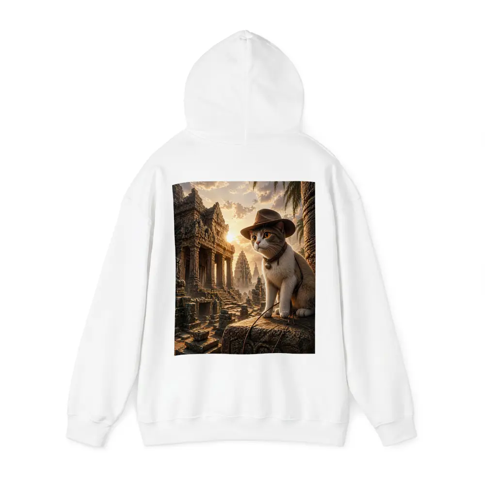 Explorer Cat Ancient Temple Ruins Sunset – Hoodies